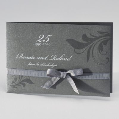 Elegante metallic Einladungskarte mit Ornamentdruck (104.011JUB)
