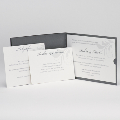 Elegante metallic Einladungskarte mit Ornamentdruck (104.011)