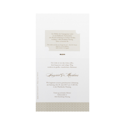 Edle Hochzeitskarte mit Ornamentdruck und Schleife   (104.052)