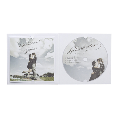 Hochzeitskarte in Form eines CD-Albums mit vorgedruckten Bildern (104.069)