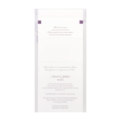Elegante Hochzeitskarte mit violettfarbenen Ornamenten (104.094)