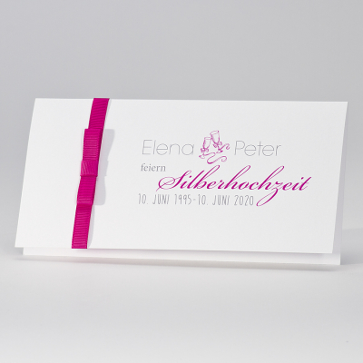 Elegante Hochzeitskarte mit fuchsia Bändchen (105.031JUB)