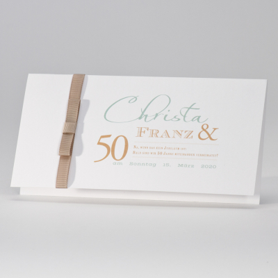 Elegante Hochzeitskarte mit braunem Bändchen (105.033)