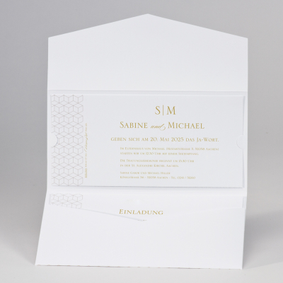 Hochzeitskarte im Taschenlook mit geometrischem Design (108.065)