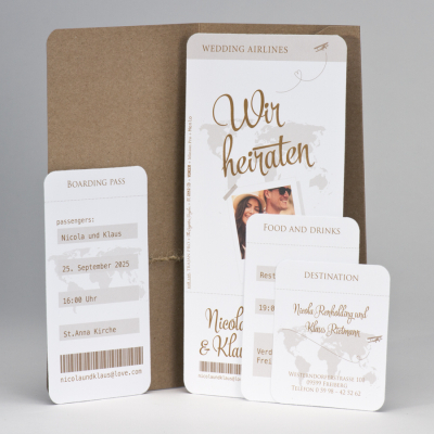 Hochzeit Flugticket aus Kraftpapier
 (108.126)