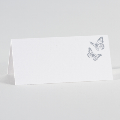 Tischkarte mit silbernen Schmetterlingen (226.071)