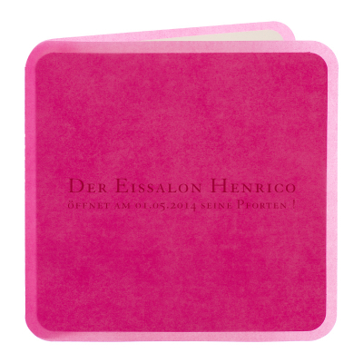 Quadratische Karte mit pinker Pergament-Tasche u. Ecken abgerundet (313.036)