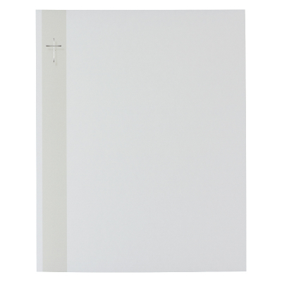 Doppelter Trauerbrief mit grauem Band und Silberkreuz (633.080)