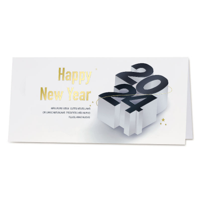 Internationale Neujahrskarte mit 3D-Jahreszahl 2024 | Goldfolie (843.033)