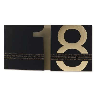 Schwarze Neujahrskarte mit Jahreszahl in Gold u. Stanzung (847.008)