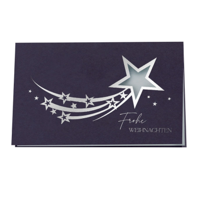 Hochwertigen blauen Weihnachtskarte mit Sternstanzung (861.002)