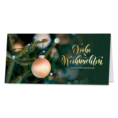 Firmen Weihnachtskarte mit Weihnachtskugel und Goldfolie (861.061)