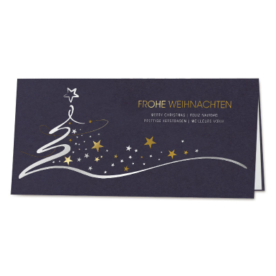 Internationale Firmen Weihnachtskarte mit Tannenbaum und Sternen (862.069)