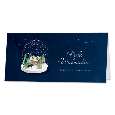 Geschätliche Weihnachtskarte mit Schneekugel|Silberfolie (864.053)