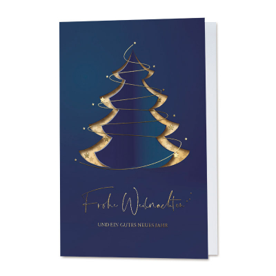 Firmen Weihnachtskarte mit aufgedrucktem Tannenbaum-Stanzung| Goldfolie  (864.087)