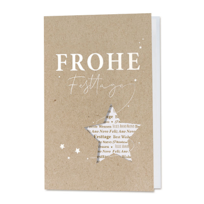 Firmen Weihnachtskarte aus Kraftpapier mit ausgestanztem Stern (865.003)