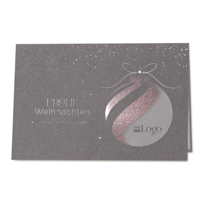 Anthrazitfarbene Weihnachtskarte mit ausgestanzter Weihnachtskugel | Silberfolie (865.014)