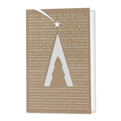 Firmen Weihnachtskarte in Kraftpapierlook mit Tannenbaum und Stanzung (865.023)