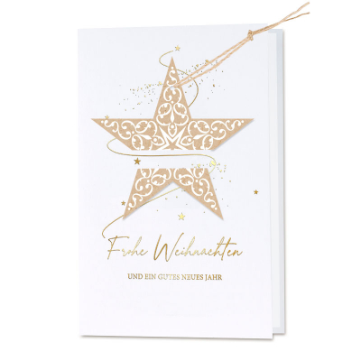 Geschäftliche Weihnachtskarte mit eingestecktem Stern | Goldfolie (865.027)