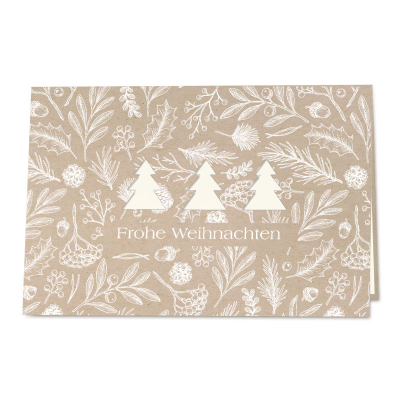 Firmen Weihnachtskarte aus Kraftpapier mit ausgestanzten Tannenbäumen  (865.060)