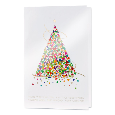 Neujahrskarte mit Weihnachtsbaum aus bunten Dreiecken (868.017)