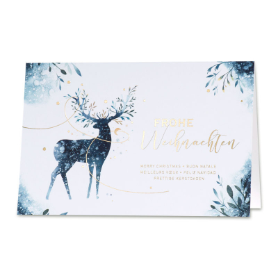 Edle geschäftliche Weihnachtskarte mit Hirsch und Goldfolienprägung (869.039)