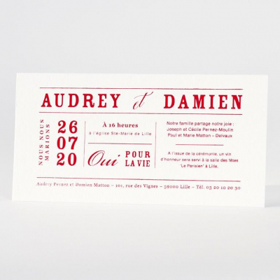 Invitation blanche en letterpress de luxe (133.022)