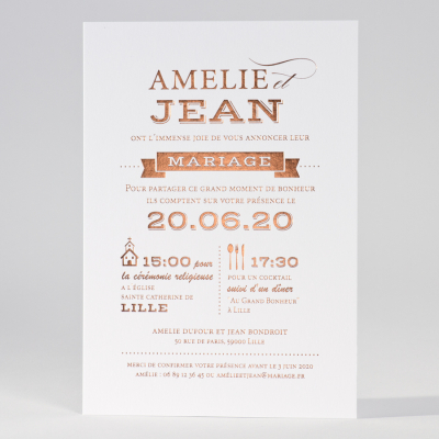 Invitation blanche en letterpress de luxe  (133.023)