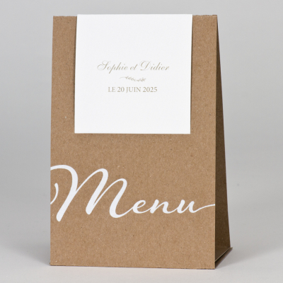 Menu kraft avec intercalaire - blanc (208.909)