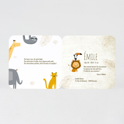 Faire-part naissance animaux de cirque (581.083)