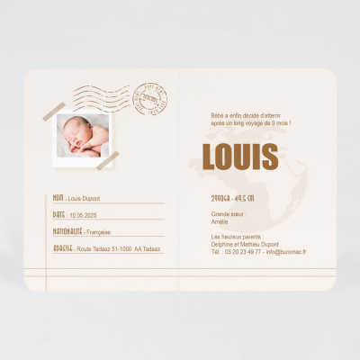 Faire-part naissance passeport animaux (581.085)