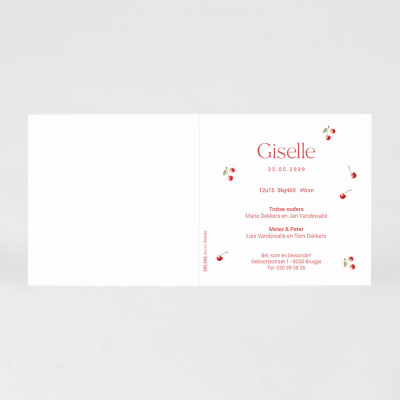 Faire-part naissance cerises et motif quadrillé (585.044)