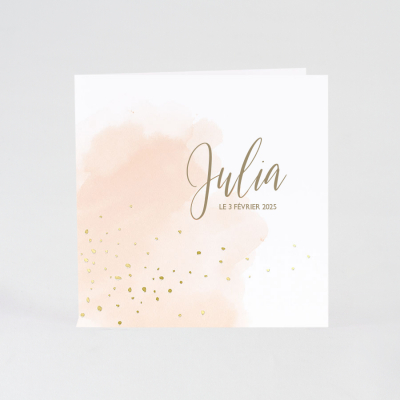 Faire-part aquarelle rose et confettis dorés
 (589.006)
