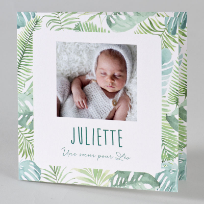 Faire-part feuilles tropicales et photo
 (589.030)