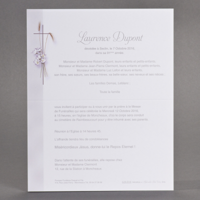 Billet religieux 2 épis de blé, 6 fleurs
 (620.010)