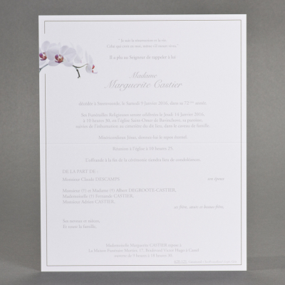Billet civil papier blanc orchidée
 (620.121)