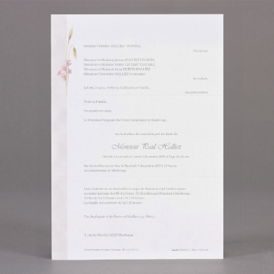 Billet civil A4 épis de blé et fleurs 
 (623.008)