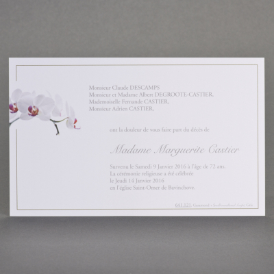 Carte civile papier blanc orchidée
 (641.121)