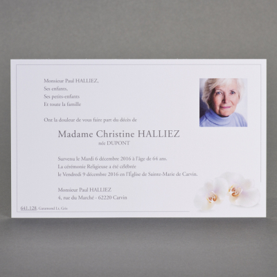 Carte civile papier blanc 2 orchidées 
 (641.128)