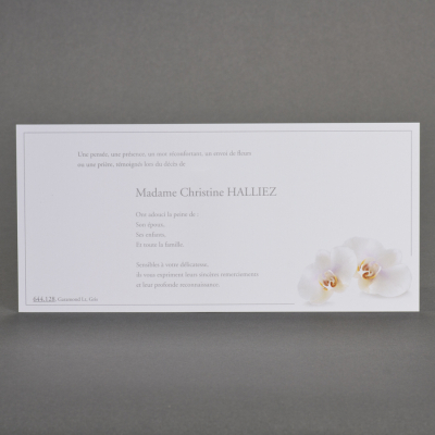 Carte civile papier blanc 2 orchidées 
 (644.128)