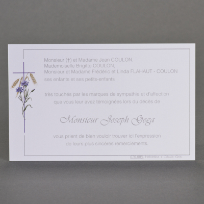 Carte religieuse 2 bleuets et 2 épis blé
 (670.005)