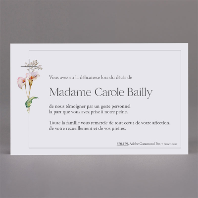 Petite carte l'arum rose avec croix - coupon de 2 (671.179)