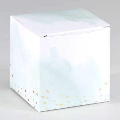 Boîte cube pastel vert menthe et confetti en dorure (719.105)