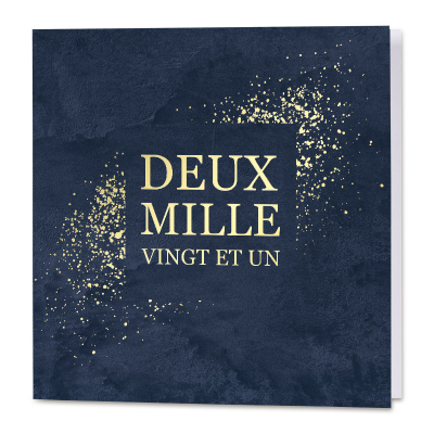 Deux mille vingt et un sur un fond bleu avec confetti en dorure (840.124)