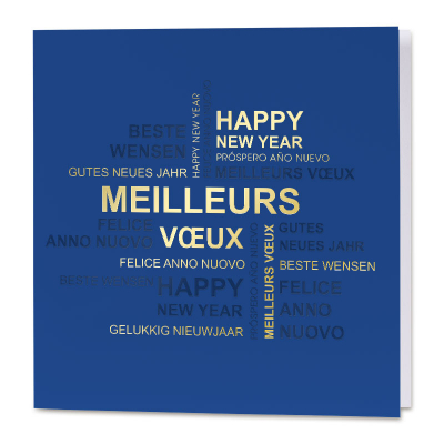 Carte de vœux professionnelle "bonne année" sur fond bleu (840.132)