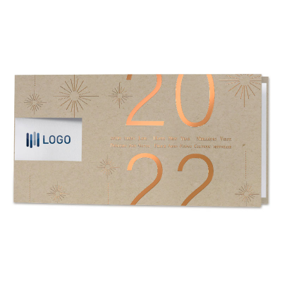 Carte de vœux 2022 kraft et découpe pour votre logo (841.059)
