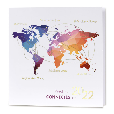 Carte de vœux multicolore et relations internationales en dorure (841.131)