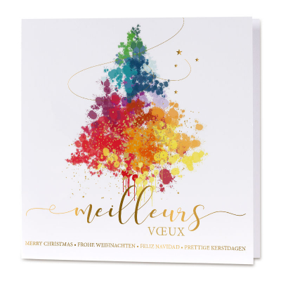 Carte de vœux professionnelle sapin de Noël multicolore  (841.132)