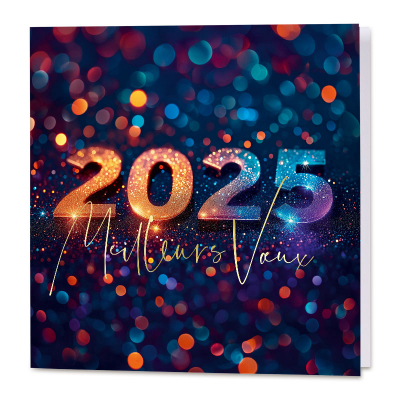 Carte de vœux professionnelle 2025 reflets colorés (844.106)
