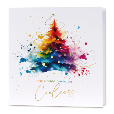 Carte de vœux société sapin de Noël en éclats de couleurs (844.121)